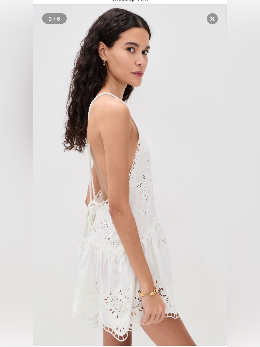 FARM Rio - White Richilieu Mini Dress
White Eyelet Halter Mini Dress - Picture 3 of 8